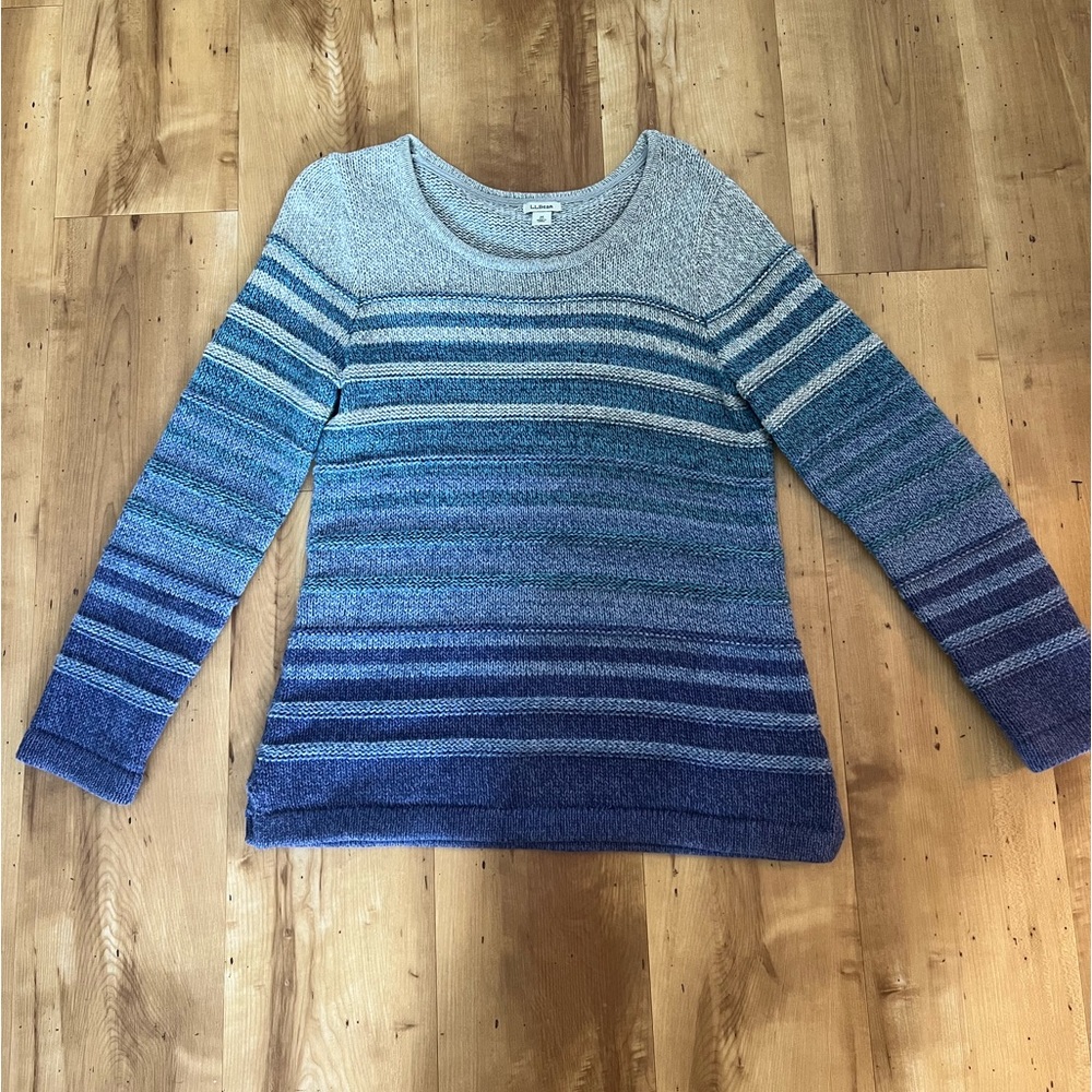 LL Bean 100% Cotton Textured Gradient Striped Sweater, Women’s Medium